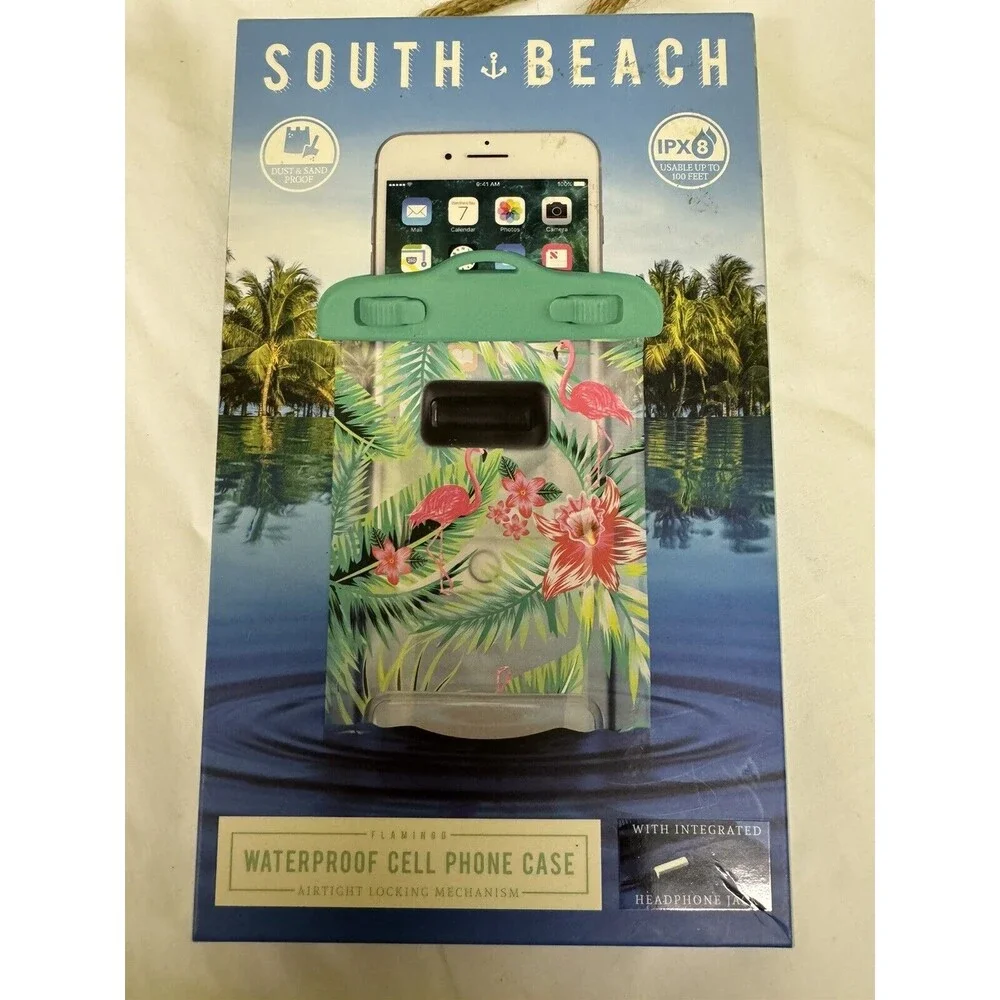 South Beach Waterproof Dust Sand Cell Phone Case Flamingo -New Airtight …